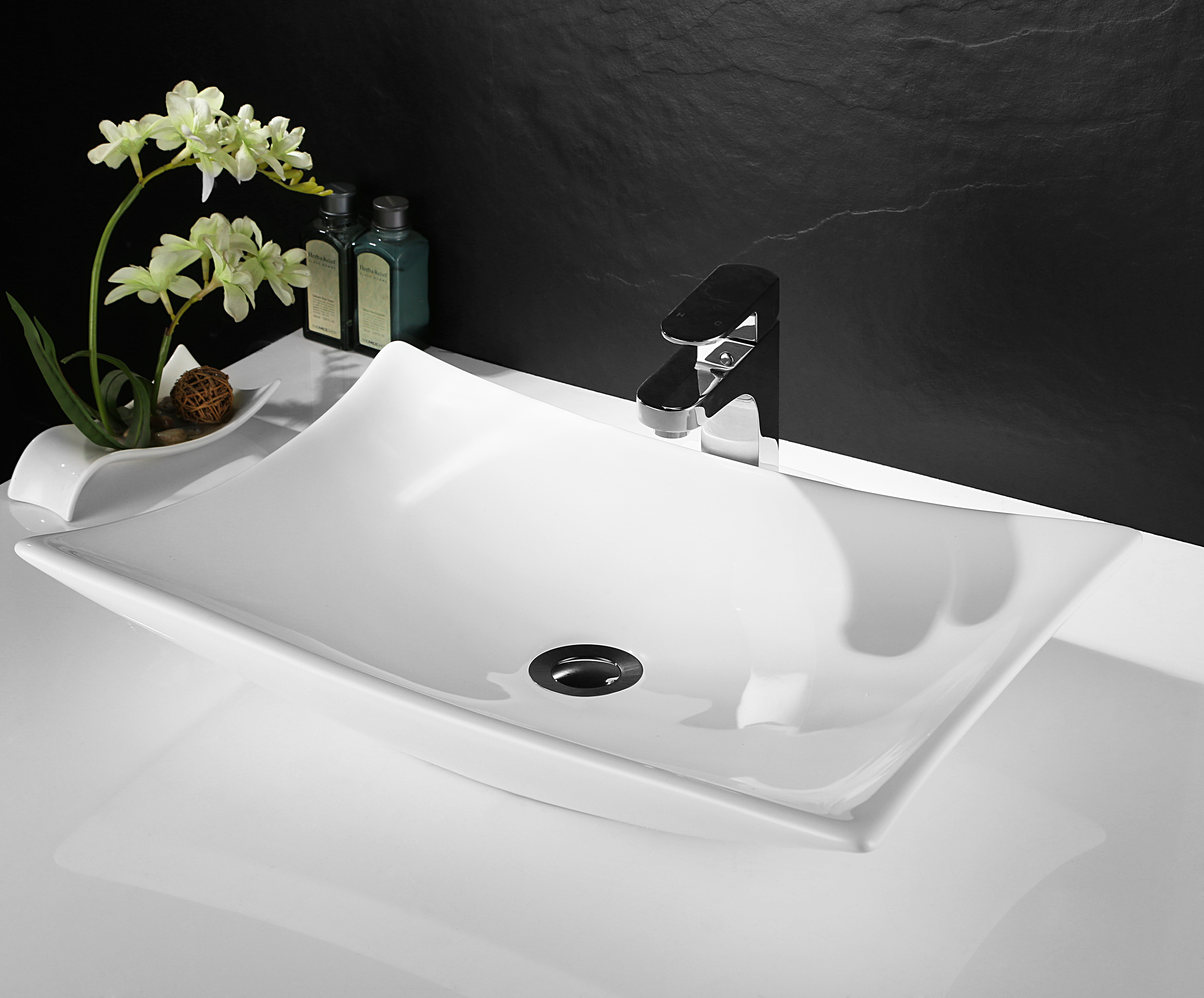 Basin Top Ceramic Wash Basin Bathroom Sink Bowl Gloss Above Counter Top Vanity